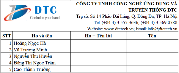 Cách tách họ tên trong excel