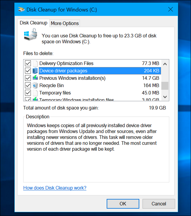 Các loại tập tin khác mà công cụ Disk Cleanup gợi ý xoá