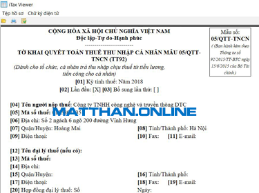 Cách in tờ khai thuế định dạng XML